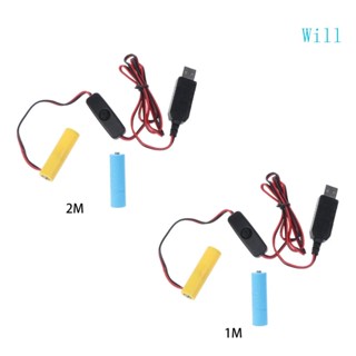 Will ตัวแปลงแบตเตอรี่ 3V USB 2 AA แบบเปลี่ยน สําหรับไฟ LED