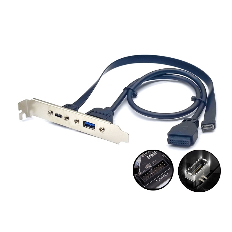 สายเคเบิลต่อขยาย USB 3.2 20Gbps USB3.2 Gen2*2 Type C เป็น Type-E 5Gb USB3.0 เป็น 19Pin ขนาด 50 ซม. พร้อมตัวยึด