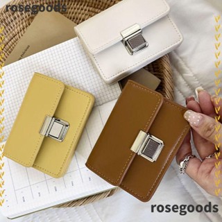 Rosegoods1 กระเป๋าใส่เหรียญ หนัง PU ขนาดเล็ก ลายหนังจระเข้ สีพื้น สําหรับผู้หญิง