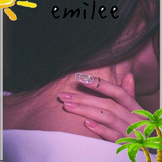 Emilee แหวนเงิน ประดับพลอยเทียม เรียบง่าย สําหรับตกแต่งเล็บ