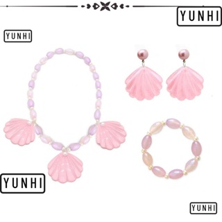 Yunhi สร้อยคอบาร์บี้ เครื่องประดับตุ๊กตาบาร์บี้ สร้อยคอเปลือกหอย สีชมพู แฟชั่น คอสเพลย์ อุปกรณ์ประกอบฉาก DIY สร้อยคอ สีชมพู ผู้หญิง