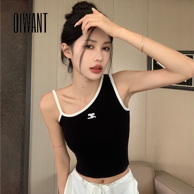 Oiwant เสื้อกล้ามลําลอง เปิดไหล่ ทรงสลิมฟิต สําหรับผู้หญิง 2023