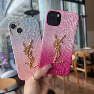 เคส iphone 14 pro เคสโทรศัพท์มือถือ ลายหนังจระเข้ ไล่โทนสี สําหรับ iPhone 14 promax 14 pro 13 pro 13 12 pro 11 promax