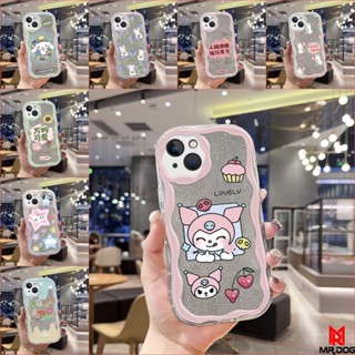 เคส iPhone 11 12 13 14 เคสโทรศัพท์ใสลายครีมพร้อมบัตรเพชร