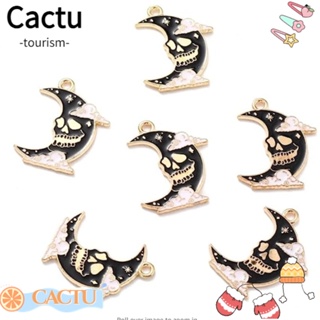 Cactu จี้รูปดวงจันทร์ สีดํา 20*26 มม. สําหรับทําเครื่องประดับ งานฝีมือ ฮาโลวีน DIY