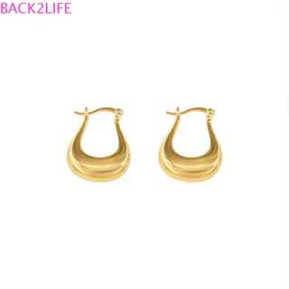 Back2life ต่างหูห่วงแฟชั่น ทรงเรขาคณิต สีทอง/สีเงิน เครื่องประดับสําหรับผู้หญิง