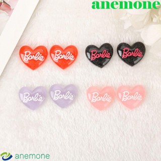 Anemone กิ๊บติดผมเรซิ่น รูปหัวใจ ประดับกลิตเตอร์ แฮนด์เมด DIY สําหรับตุ๊กตาบาร์บี้ 10 ชิ้น