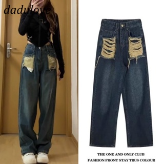 DaDulove💕 New American Ins High Street Retro Ripped Jeans Niche High Waist Loose Wide Leg Pants Trousers