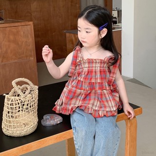 เสื้อเชิ้ตแขนกุด ผ้าฝ้ายแท้ สไตล์เกาหลี แฟชั่นฤดูร้อน สําหรับเด็กผู้หญิง อายุ 3-8 ปี