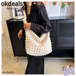 Okdeals กระเป๋าถือ กระเป๋าสะพายไหล่ สะพายข้าง ทรงโท้ท จุของได้เยอะ สีพื้น แฟชั่นสําหรับสตรี