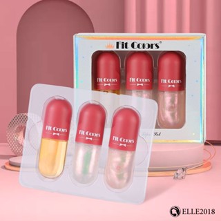 Fit Colours Hot Plumping Lip Tint Bi-Pearl Fine Glitter Moisturizing Nourishing Temperature Control Color Change Lip Oil Lip Gloss Liquid Set Box Lip Gloss 【elle20181_th】