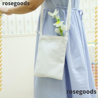 Rosegoods1 กระเป๋าสะพายไหล่ ผ้าแคนวาส มีซิป ขนาดเล็ก น้ําหนักเบา ฉนวนกันความร้อน สําหรับใส่เงิน แก้ว