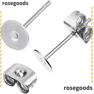 Rosegoods1 แผ่นสเตนเลส สีเงิน 10 มม. สําหรับทําเครื่องประดับ ต่างหู ต่างหู