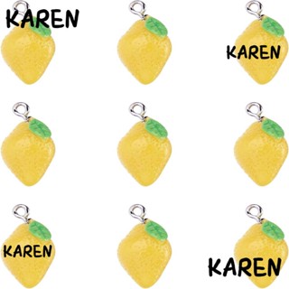 Karen จี้เรซิ่น รูปผลไม้ มะนาว สีเหลือง สําหรับตกแต่งสร้อยข้อมือ ต่างหู