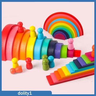 [Dolity1] ของเล่นไม้ Montessori Stacking เสริมการศึกษา สําหรับเด็กก่อนวัยเรียน