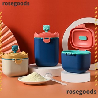 Rosegoods1 กล่องใส่นมผง แบบพกพา ปลอดภัย ไร้ BPA พร้อมช้อนตัก น้ําหนักเบา สําหรับเด็กทารก