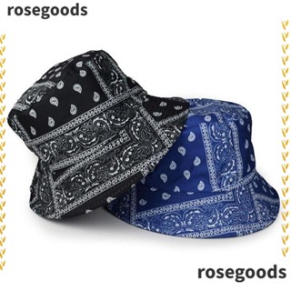 Rosegoods1 หมวกบักเก็ต ผ้าฝ้าย ลายดอกไม้ เม็ดมะม่วงหิมพานต์ ตกปลา ฤดูร้อน