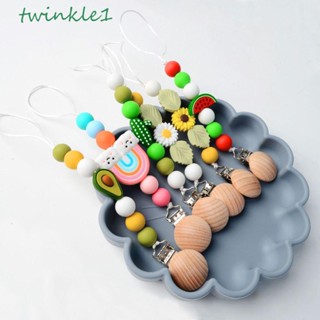 Twinkle1 สายโซ่คล้องจุกนมหลอกเด็ก ประดับลูกปัดดอกไม้ ผลไม้ ปลอดภัย สําหรับเด็กทารก