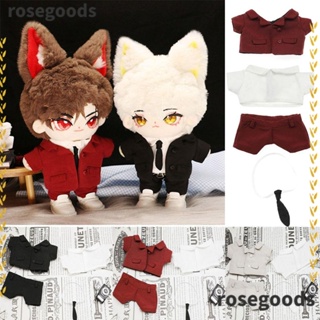 Rosegoods1 ชุดเสื้อผ้า ผ้าฝ้าย 20 ซม. สําหรับตุ๊กตา 4 ชิ้น ต่อชุด