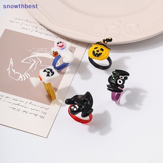 [Snowth] แหวนอะคริลิคเรซิ่น รูปฟักทอง ค้างคาว หัวกะโหลก ผี ค้างคาว สีดํา เครื่องประดับ สําหรับผู้ชาย ผู้หญิง ปาร์ตี้ฮาโลวีน [zkm]