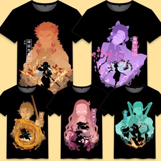 เสื้อยืด พิมพ์ลายกราฟิก Demon Slayer สไตล์ญี่ปุ่น สําหรับเด็ก