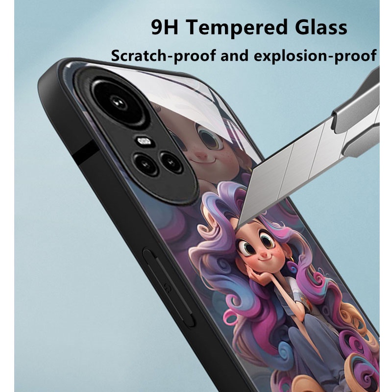 เคส OPPO Reno 13F 13 12 12F Reno11 Reno11F Reno10 A3 A5 A6 Pro 5G เคส OPPO Reno 13 12 12F 10 11 8T 8Z 7Z 5G เคสโทรศัพท์ เคสโทรศัพท์มือถือแบบแก้ว กันกระแทก กันรอยเลนส์กล้อง ลายเจ้าหญิงรันอเวย์น่ารัก หรูหรา สําหรับ - รูปที่ 5