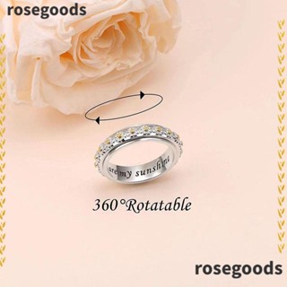 Rosegoods1 แหวนแฟชั่น รูปดอกเดซี่ ประดับเพทาย เครื่องประดับ สําหรับผู้หญิง