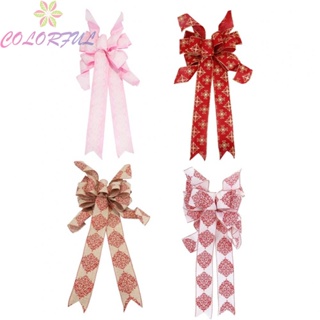 【COLORFUL】Bow-knot Pendant Retro 30*60cm Christmas Trees Decor Christmas Wreaths