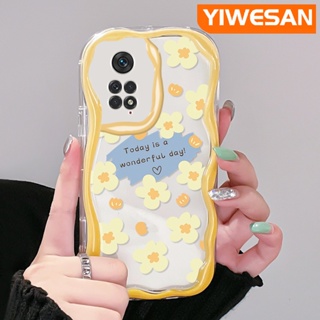 เคสโทรศัพท์มือถือ ซิลิกาเจลใส กันกระแทก ลายดอกไม้ สีครีม สําหรับ Xiaomi MI Redmi Note 11 11s Poco M4 Pro 4G