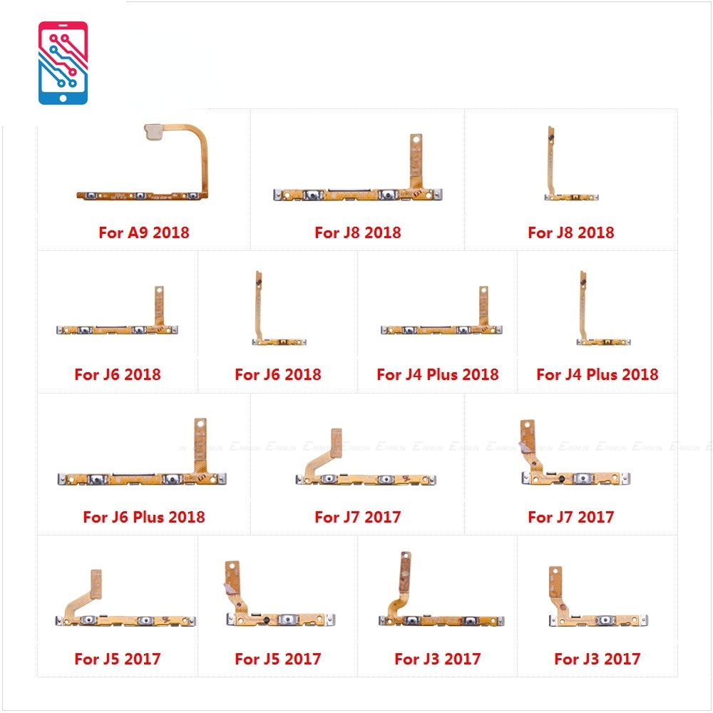 เปิดปิด Mute Switch ควบคุมปุ่มปรับระดับเสียง Flex สําหรับ Samsung Galaxy J8 J6 J4 J7 J5 J3 A9 2018 2