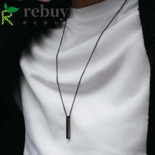 Rebuy สร้อยคอโซ่สเตนเลส ทรงสี่เหลี่ยมผืนผ้า สีทอง สไตล์ฮิปฮอป