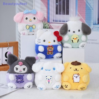 [Beautyoufeel] Cinnamoroll Sanrio กระเป๋าเป้สะพายหลัง กระเป๋าใส่เหรียญ ผ้ากํามะหยี่ขนนิ่ม ลายอนิเมะ My Melody Kt Cat Purin Dog Kuromi น่ารัก สําหรับเด็กผู้หญิง