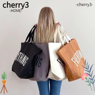 Cherry3 กระเป๋าถือ กระเป๋าสะพายไหล่ ผ้าแคนวาส พิมพ์ลายตัวอักษร ขนาดใหญ่ จุของได้เยอะ สําหรับเดินทาง