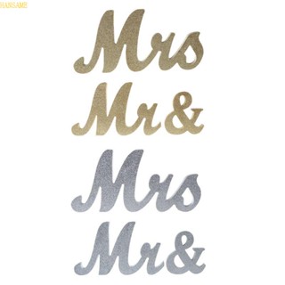 Han ชุดป้ายตัวอักษร Mr Mrs สีขาว สําหรับตกแต่งงานแต่งงาน