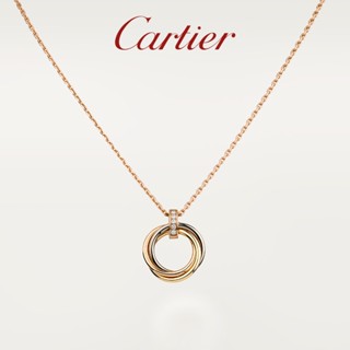 [พร้อมกล่องบรรจุภัณฑ์] พร้อมส่ง Cartier Trinity Series สร้อยคอทองคําขาว สามสี ประดับเพชร