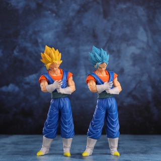 โมเดลฟิกเกอร์ PVC รูปปั้นอนิเมะ Dragon Ball Z Super Saiyan Vegeta ขนาด 22 ซม. สีเหลือง สีฟ้า ของเล่นของที่ระลึก สําหรับเก็บสะสม