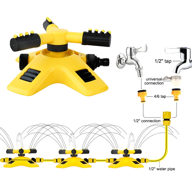 สปริงเกลอร์สวนหมุนอัตโนมัติปรับได้ 360 องศาครอบคลุมพื้นที่ขนาดใหญ่สปริงเกลอร์สนามหญ้าสำหรับพืชชลประทานเด็กเล่น - รูปที่ 6