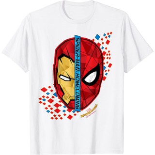 เสื้อยืดแขนสั้นเสื้อยืดพิมพ์ลายแฟชั่นเสื้อยืดแขนสั้น พิมพ์ลาย Marvel Spider-Man Homecoming Iron Man แฟชั่นสําหรับผู้ชาย