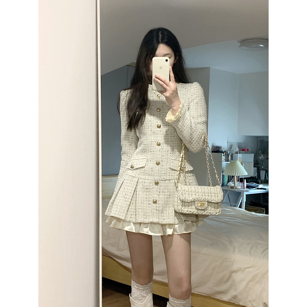แฟชั่นเกาหลี เดรสแขนยาว คุณภาพสูง เดรสทรงเอ S-XL เหมาะใส่ในฤดูใบไม้ร่วง