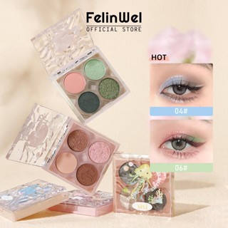 Felinwel - อายแชโดว์พาเลท 4 สี เนื้อแมตต์ ชิมเมอร์ 4 เฉดสี เนื้อครีม ผสมแป้งผสมได้