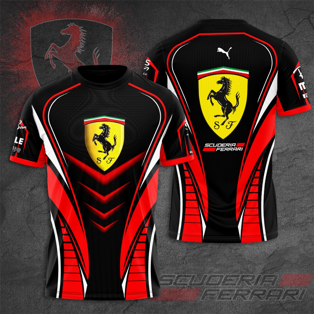 Formula One Scuderia Ferrari Racing Teams 三维 เสื้อยืดเด็กผู้หญิงทารกฤดูร้อนแขนสั้นกีฬาผู้ชายเสื้อยืด