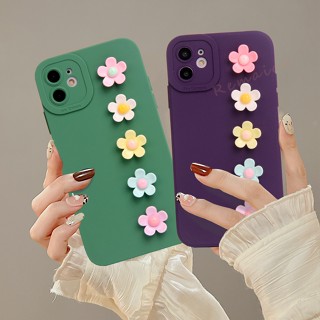 เคสโทรศัพท์มือถือ ซิลิโคนนิ่ม ผิวด้าน ลายดอกไม้น่ารัก 3D สําหรับ iPhone 11 12 13 14 Pro MAX Plus Mini X XR XS MAX 6 S 7 8 Plus SE 2020 11Pro 12pro 13Pro