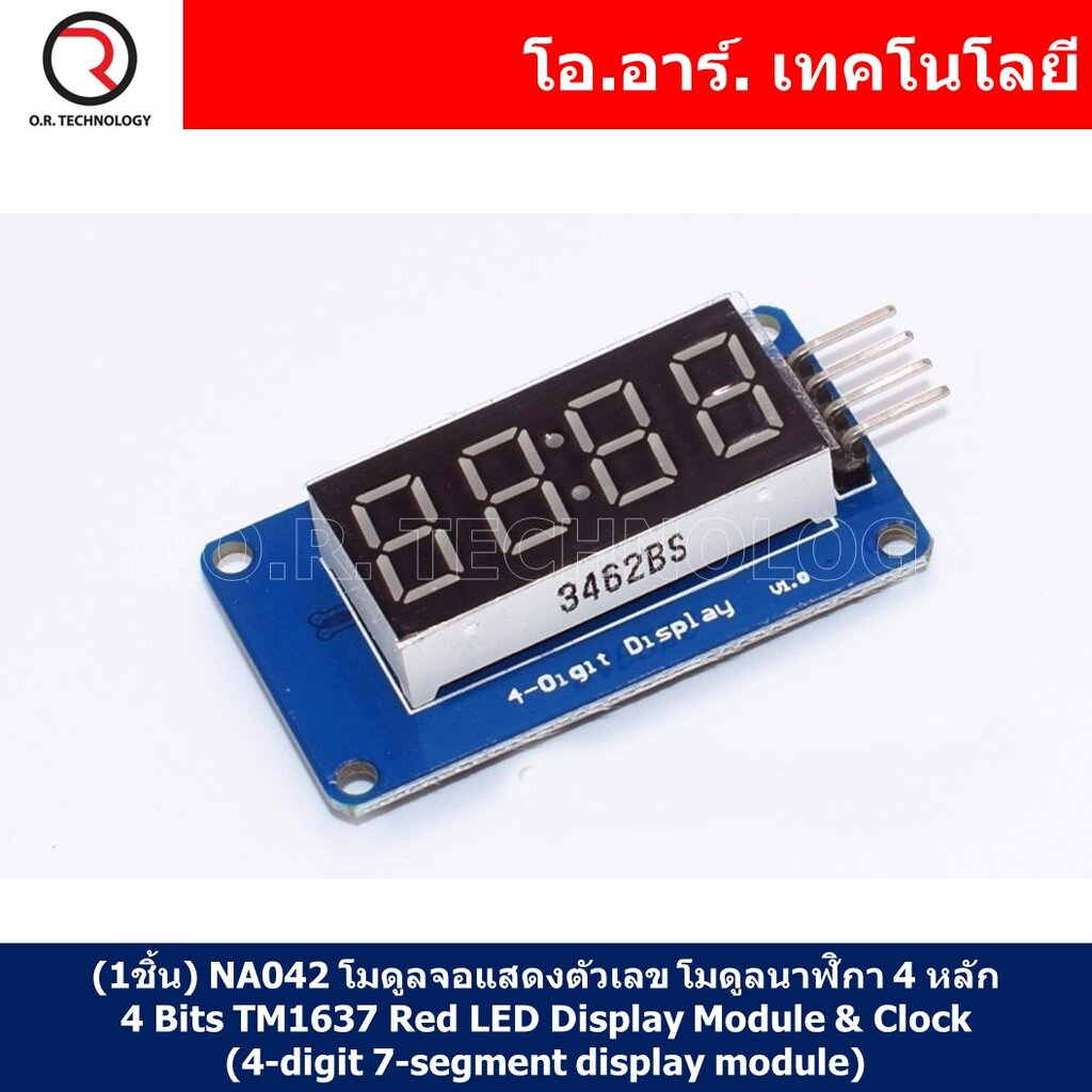 (1ชิ้น) NA042 โมดูลจอแสดงตัวเลข โมดูลนาฬิกา 4 หลัก โมดูลจอแอลอีดีแสดงตัวเลข 4 Bits TM1637 Red LED Display Module & Cl...