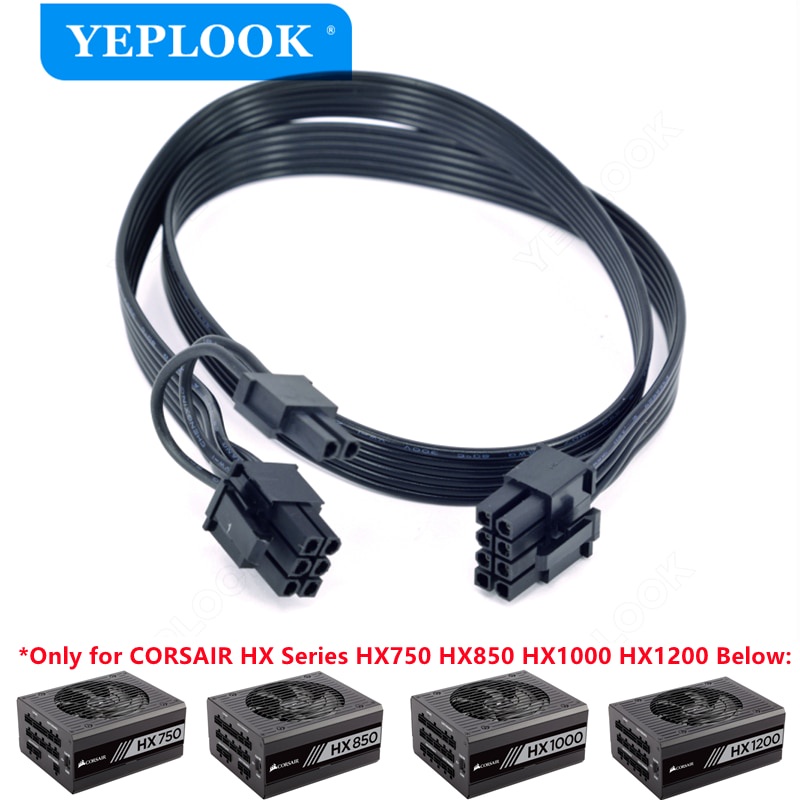 PCIe 8Pin ถึง 8Pin 6 + 2Pin GPU สายไฟสําหรับ Corsair HX Series HX750 HX850 HX1000 HX1200 Full Modula