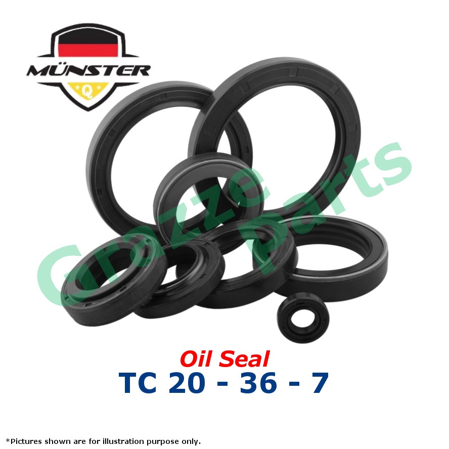 (1ชิ้น) Münster (FKM) ซีลกันน้ํามัน 20*36*7 / 20mm x 36mm x 7mm / 20-36-7