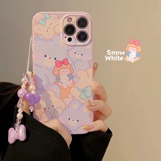 เคสโทรศัพท์มือถือ ลายการ์ตูนเจ้าหญิงเถาวัลย์ สีม่วง พร้อมสายคล้องมือ สําหรับ iPhone 13 12 PROMAX XS 13 PRO 14 PROMAX 11