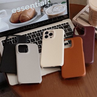 เคสป้องกันโทรศัพท์มือถือหนัง แบบแข็ง ลายลิ้นจี่ หรูหรา สําหรับ iPhone 14 13 12 Pro Max 14 Plus 14 Pro Max