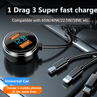 3-in-1 สายเคเบิลสปริง QC3.0 อัลลอย USB PD ชาร์จเร็ว 12 24V