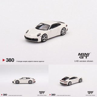 โมเดลรถยนต์แครอส โลหะผสมสีขาว 380 MINI GT 1:64 911 992 Carrera S