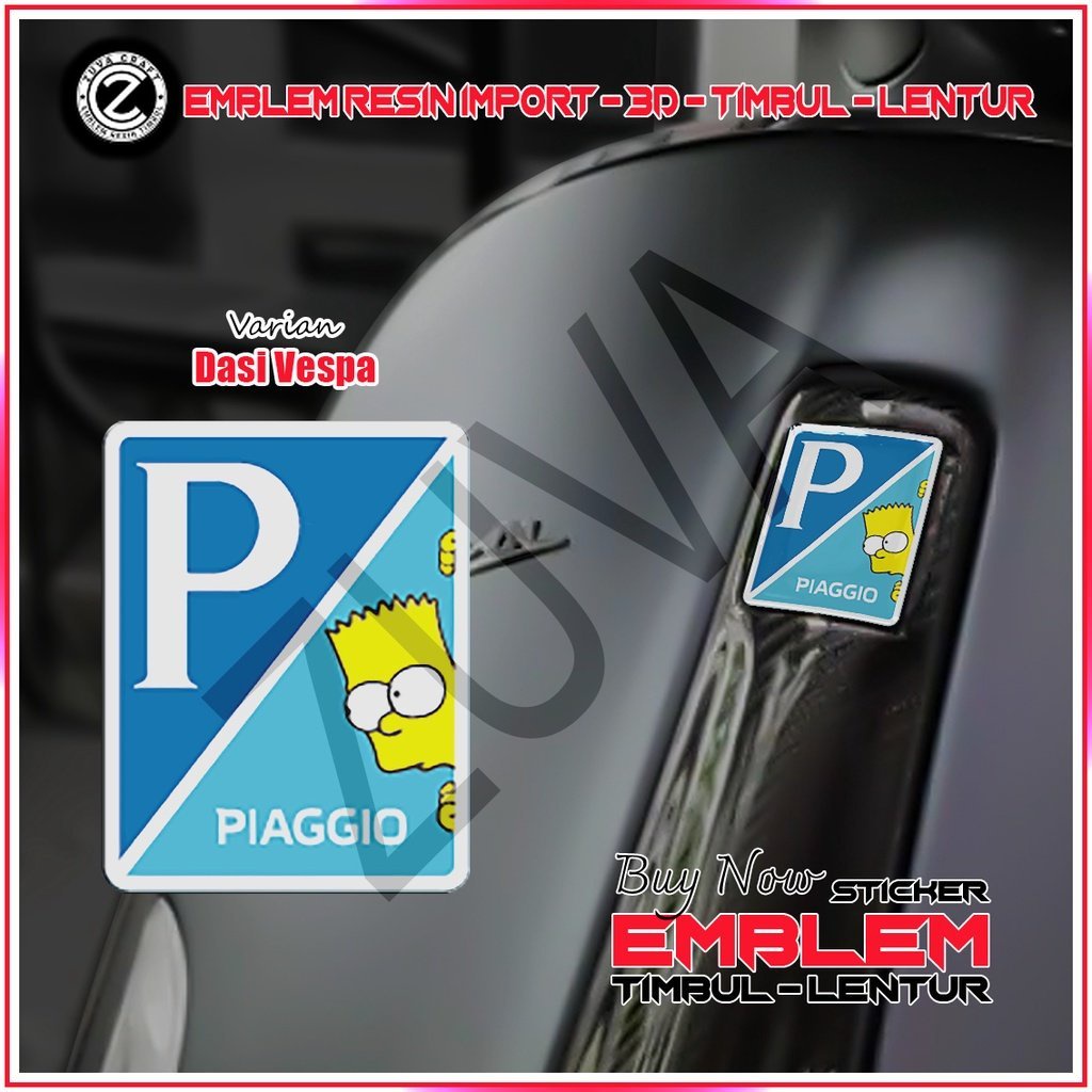 VESPA EMBLEM สติ๊กเกอร์ Piaggio Blue BART SIMPSON โลโก้ RAISED EMBLEM VESPA สติ๊กเกอร์ VESPA TIE VES